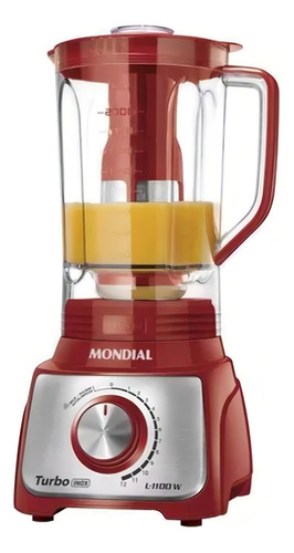 Licuadora Mondial L-1200 Turbo Inox Capacidad De 3l En Rojo - Image 2